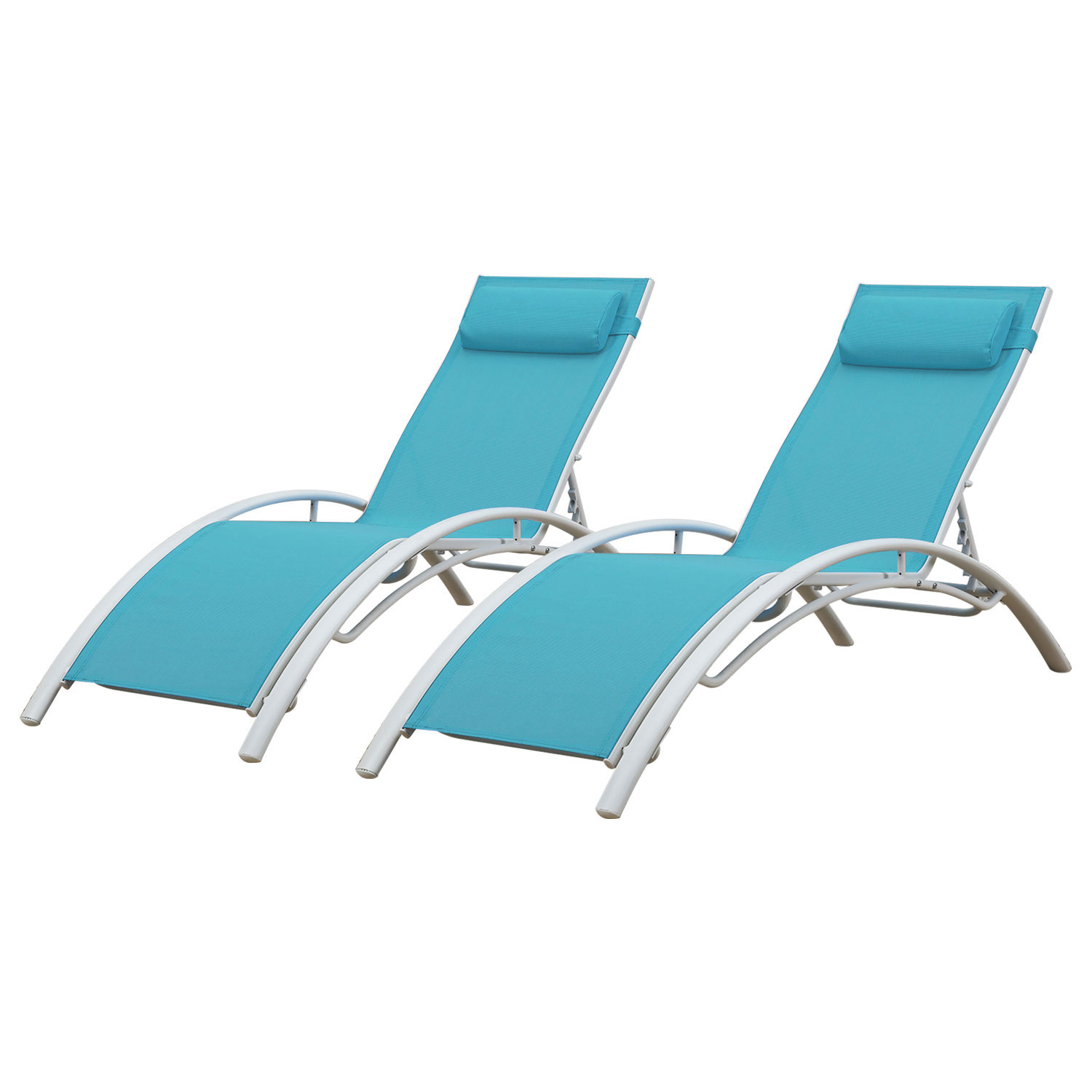 Pack de 2 tumbonas galapagos en textileno azul aluminio blanco