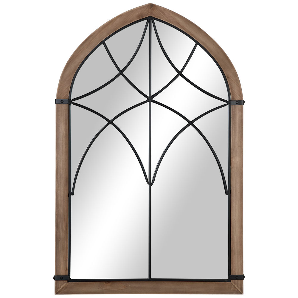 Espejo de pared 93x60x2.5 cm mdf, vidrio color marrón Homcom