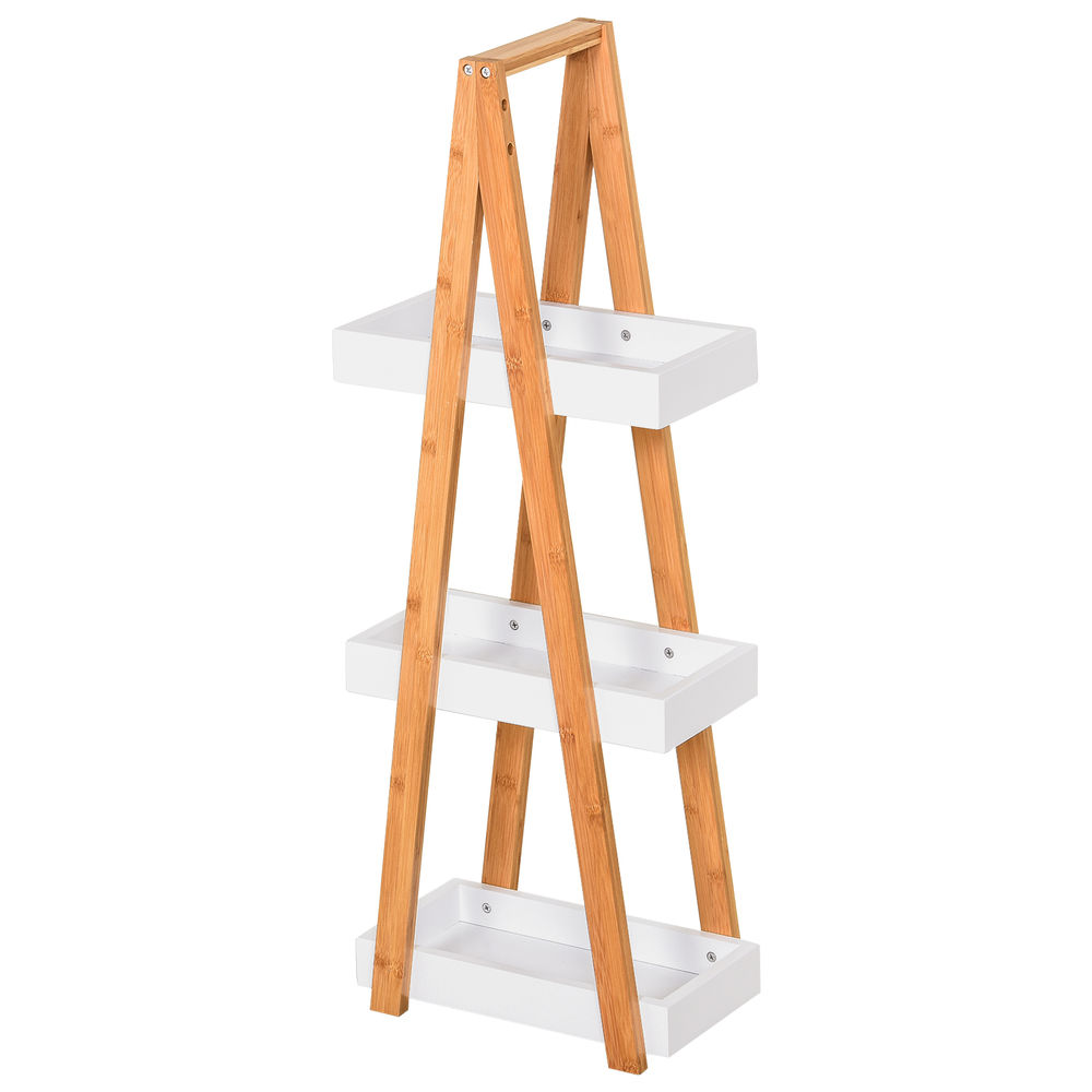 Armario de baño 30x18x81 cm bambú, mdf bicolor kleankin, hogar - baño
