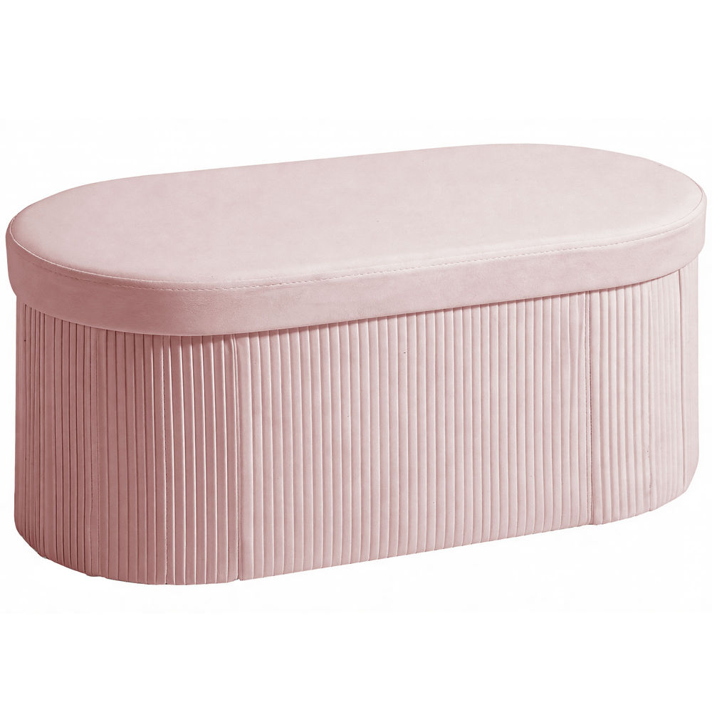 Banco de almacenaje 76x38x35 cm terciopelo, tela no tejida color rosa