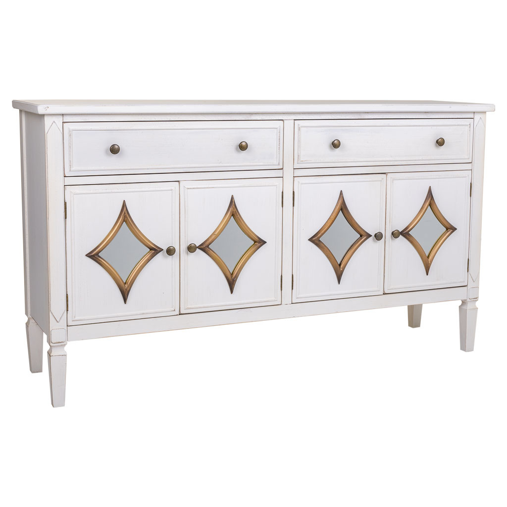 Aparador de madera blanco 140x38x80