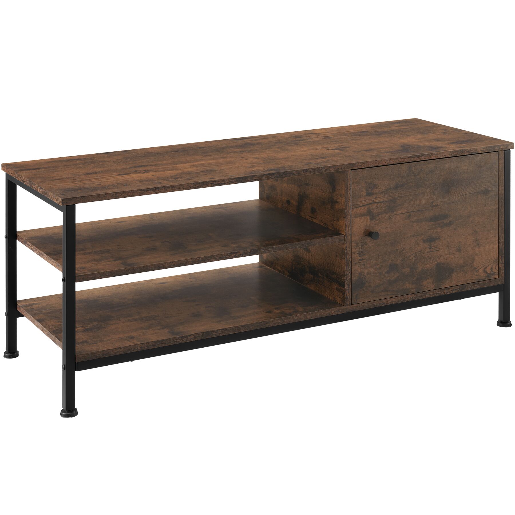 Mueble bajo tv 110x40x45,5cm, madera industrial oscura, rústica