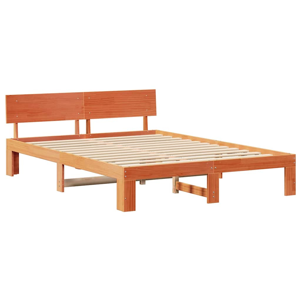 vidaXL estructura de cama marrón 140 x 200 cm madera maciza de pino