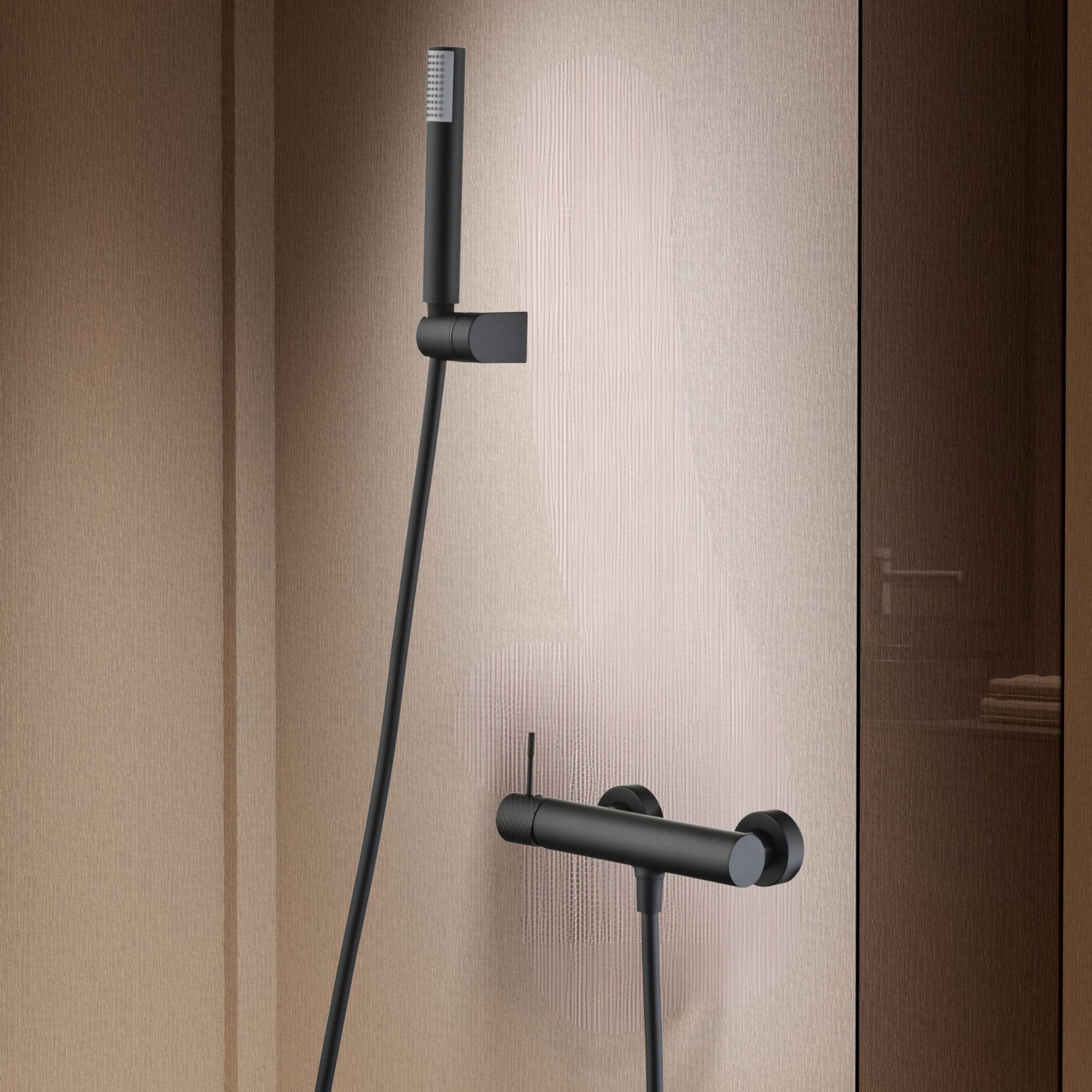 Imex - grifo ducha monomando con alcachofa y manguera negro serie génova