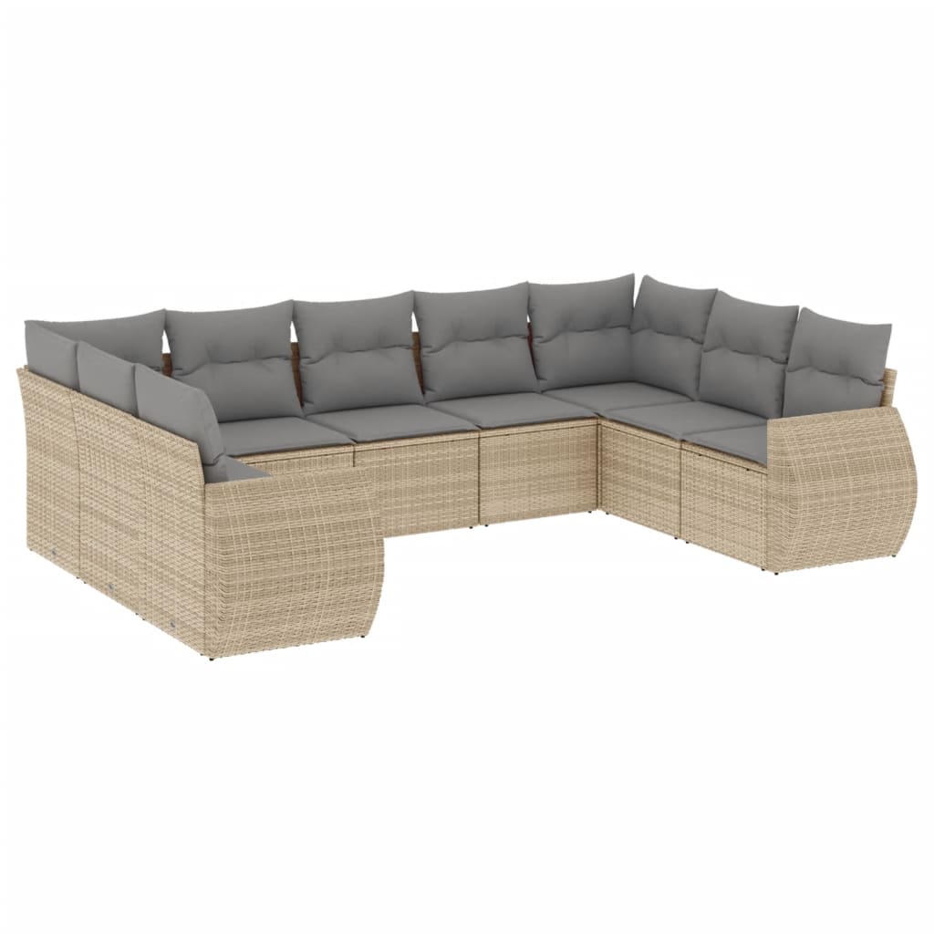 vidaXL set de sofás de jardín 9 pzas con cojines ratán sintético beige