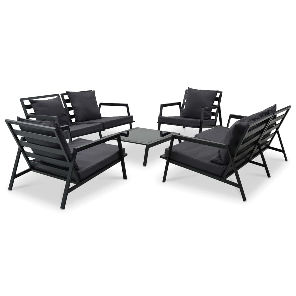 vidaXL muebles de jardín 5 pzas y cojines de aluminio gris oscuro