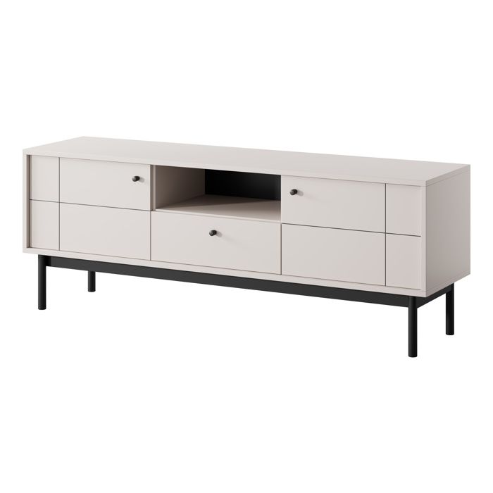 Mueble de tv - 3xe living - cachemira - patas de metal negro - panel estrat