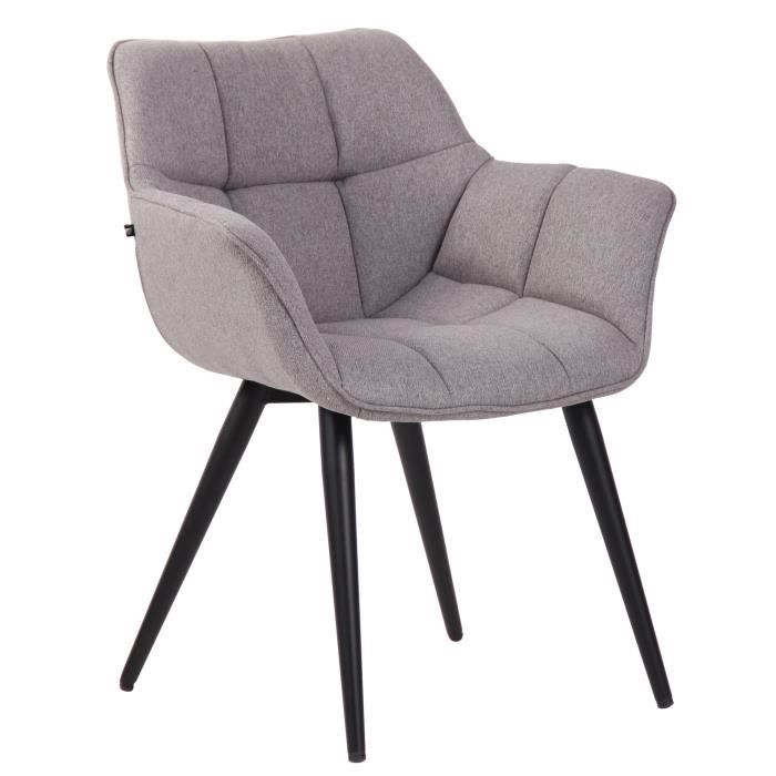Silla comedor acolchada gris con reposabrazos - 65 cm