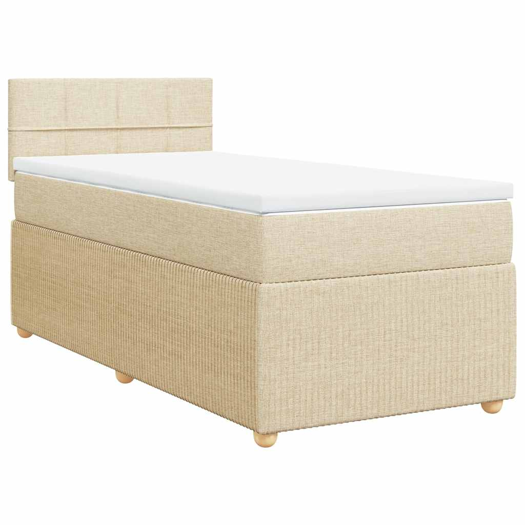 vidaXL cama box spring con colchón tela color crema 90x190 cm