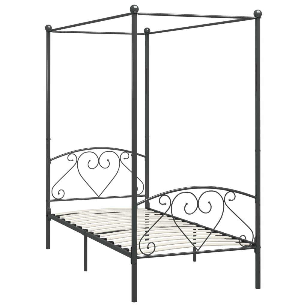 vidaXL estructura cama con dosel sin colchón metal gris 120x200 cm