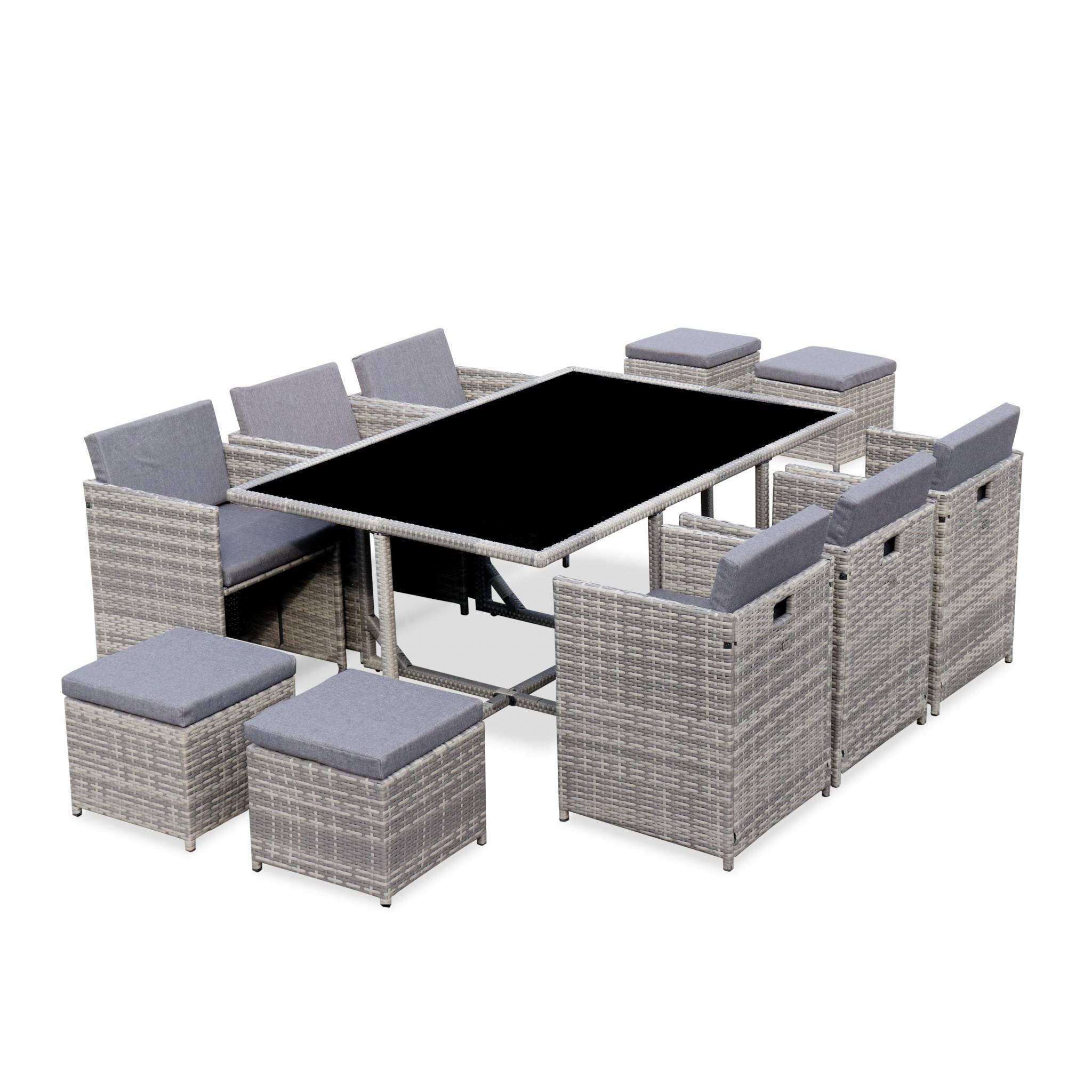 Mesa de jardín de resina de 10 plazas varios tonos de grises 110x168x73