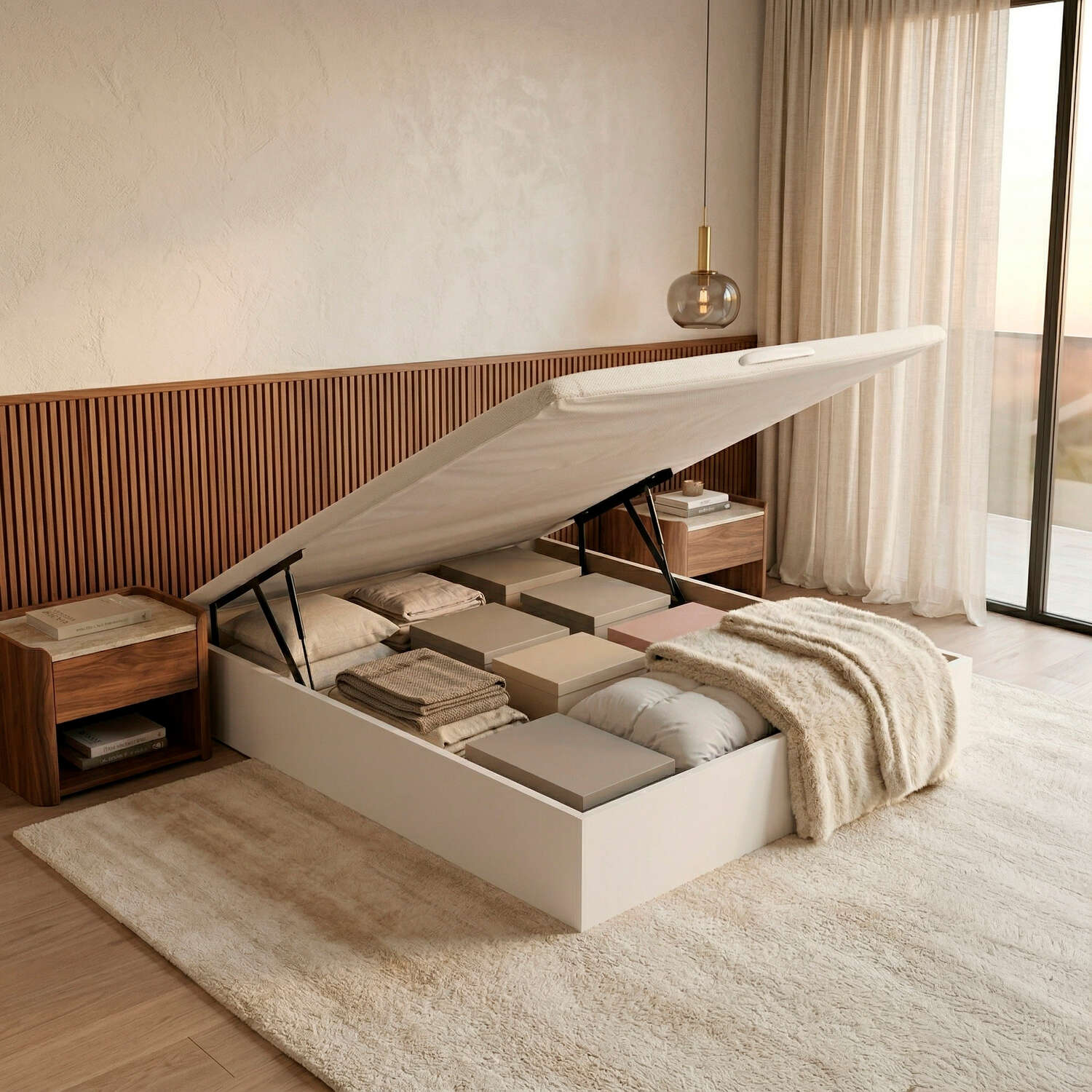 Canapé 150x200cm royal sleep space bed blanco montaje incluido