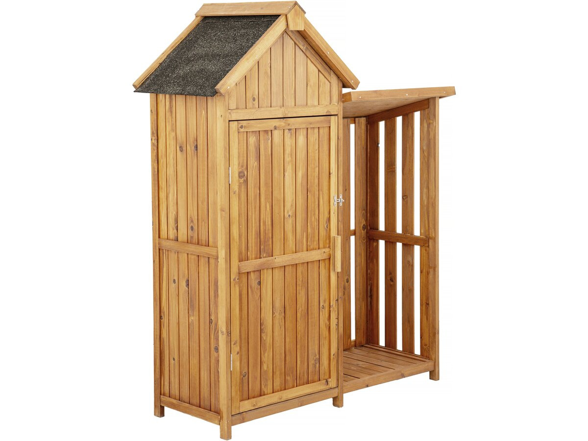 Armario de jardín de madera con compartimento para leña <<noé>> - 136 x 57