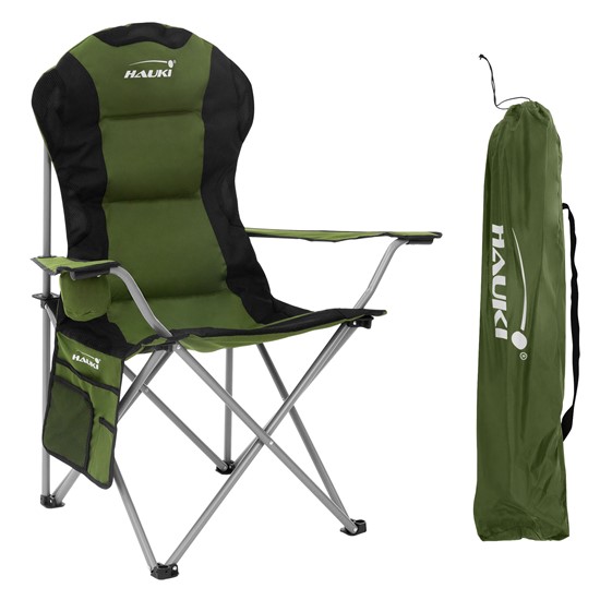 Hauki silla plegable de camping caqui asiento de pesca con portavasos