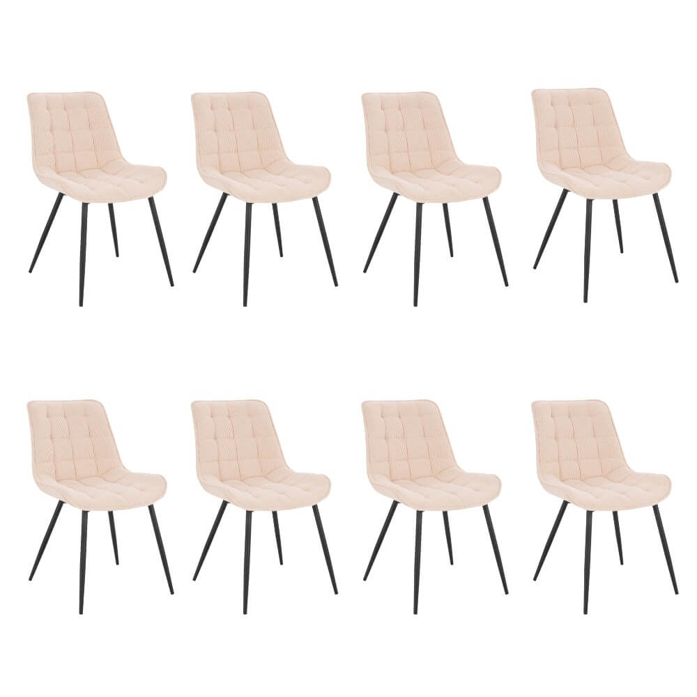 Silla de comedor tapizada cord ikalo - set de 8 crema