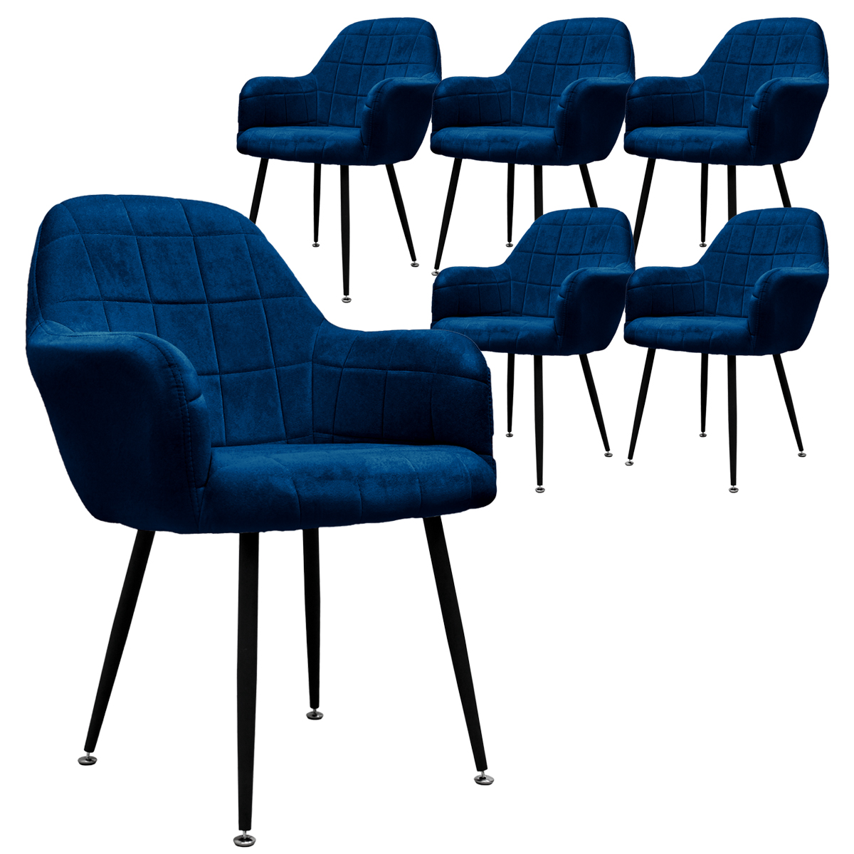 Juego de 6 sillas de comedor con respaldo azul ml-design