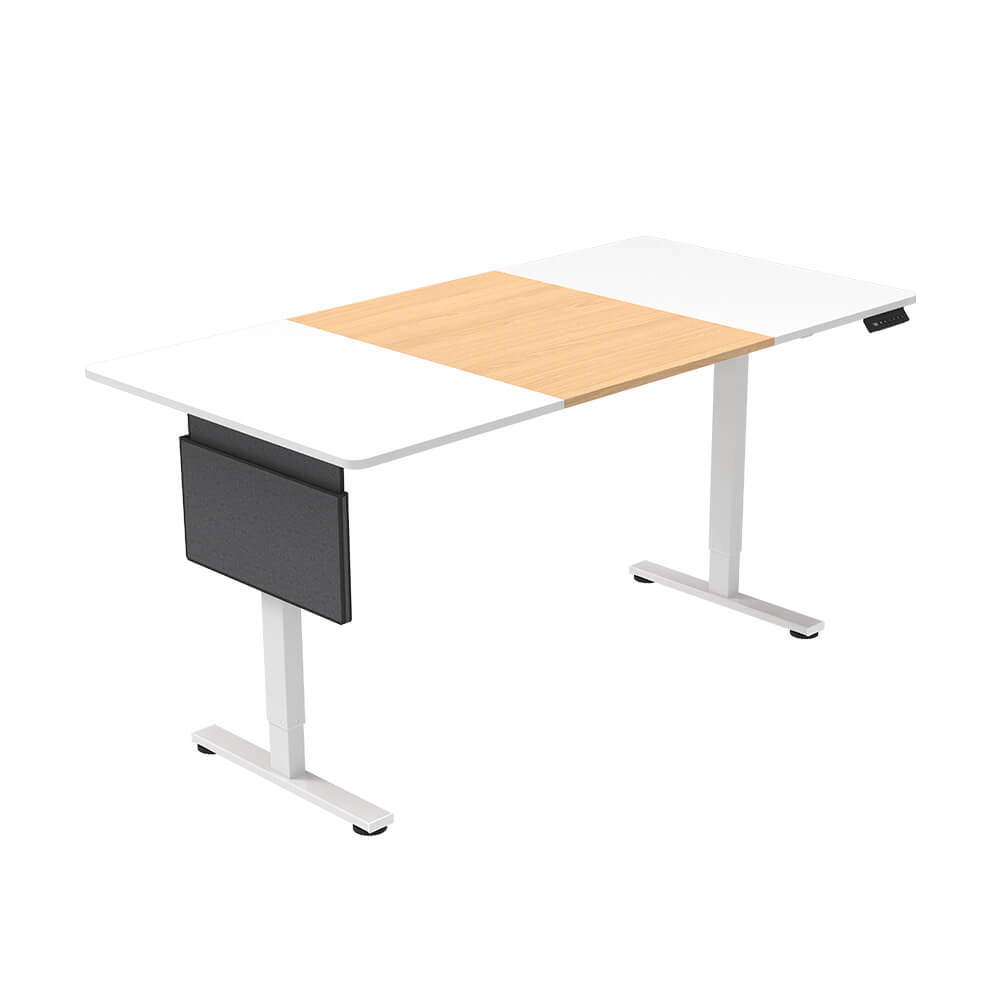Escritorio regulable en altura elmo blanco/madera - 120 x 60 cm