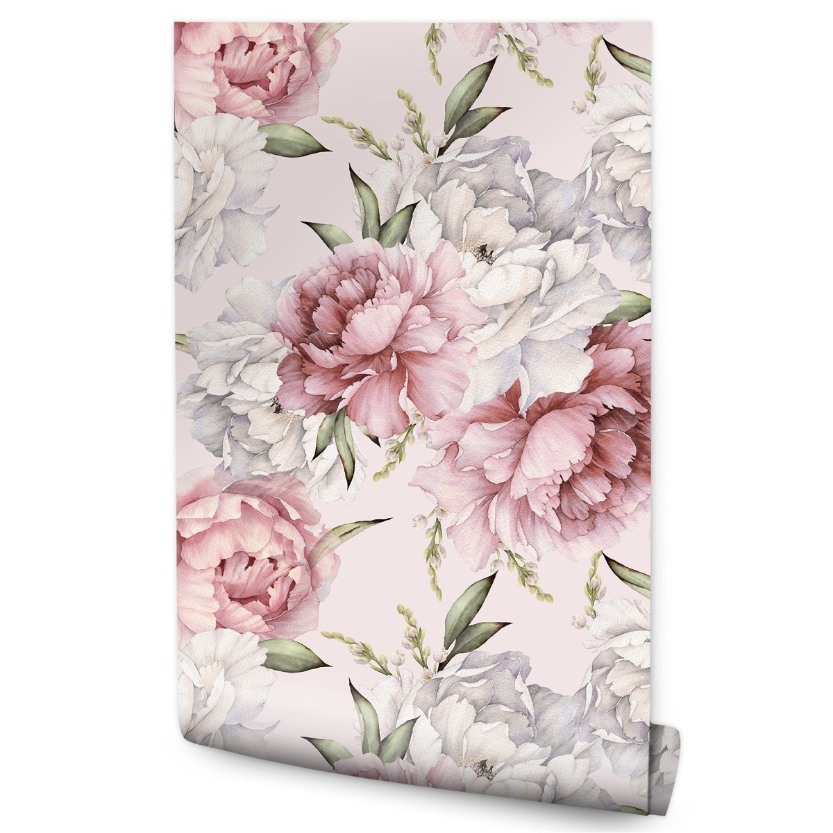 Papel Pintado Para Salón Con Peonías Y Flores Naturales 53cm x 10m