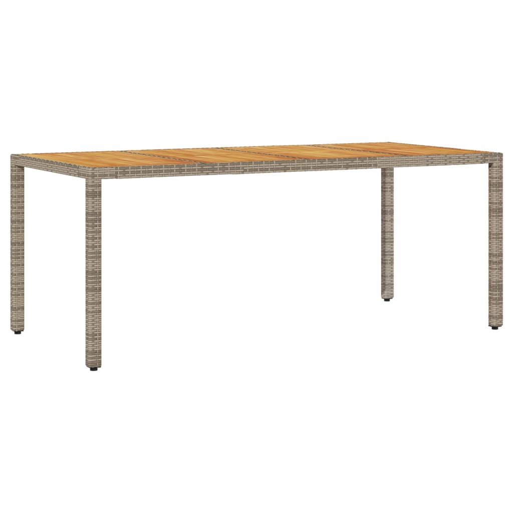 vidaXL mesa de jardín superficie madera acacia ratán gris 190x90x75cm