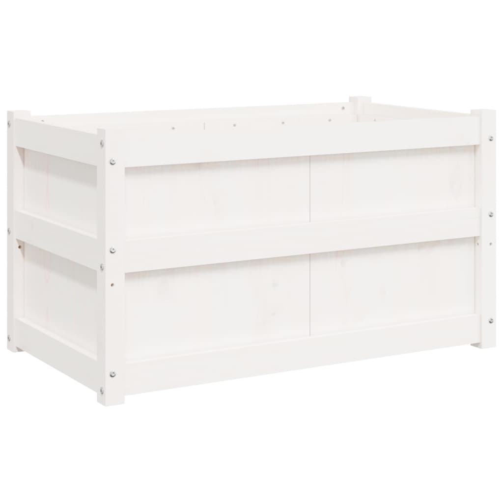 vidaXL jardinera de madera maciza de pino blanca 90x50x50 cm