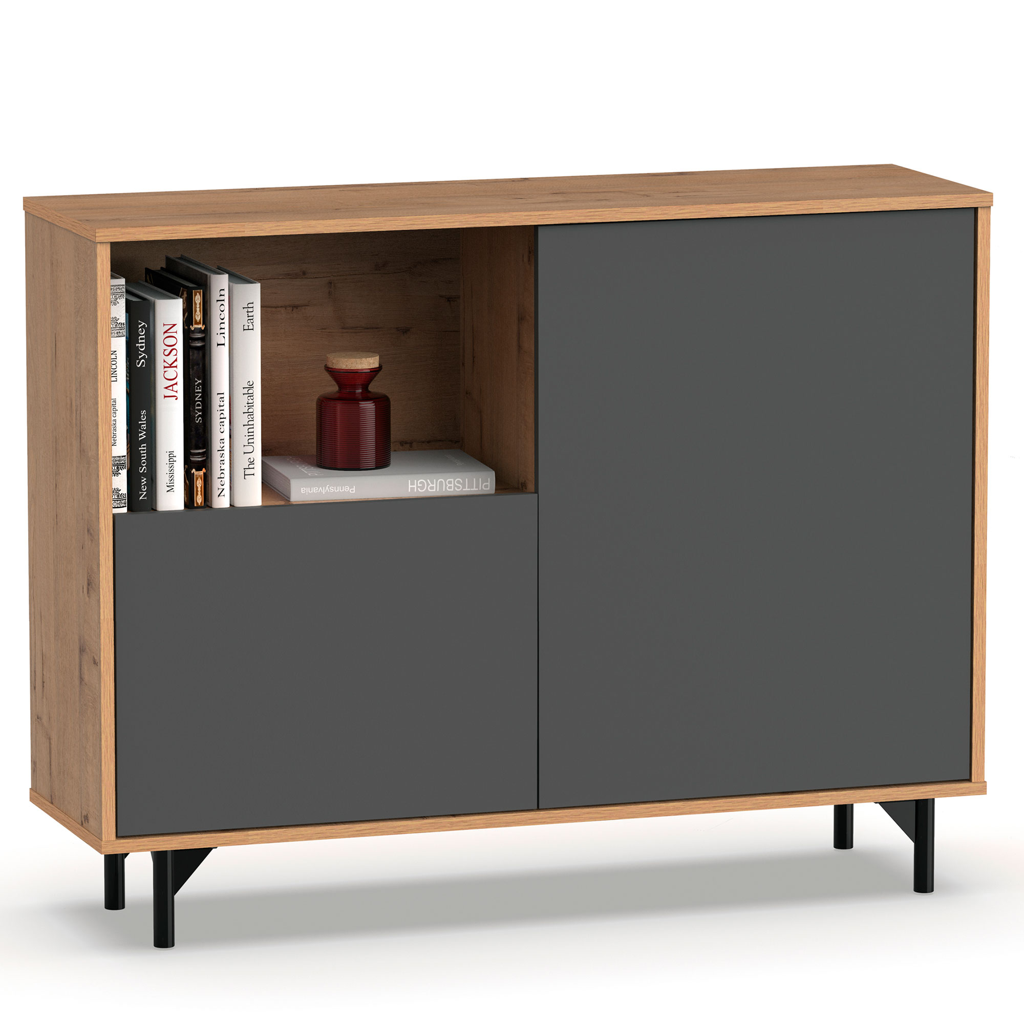 Aparador, mueble salón auxiliar, buffet, briebe fokus gris