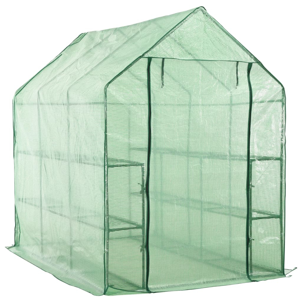 vidaXL invernadero accesible con 12 estantes acero 143x214x196 cm