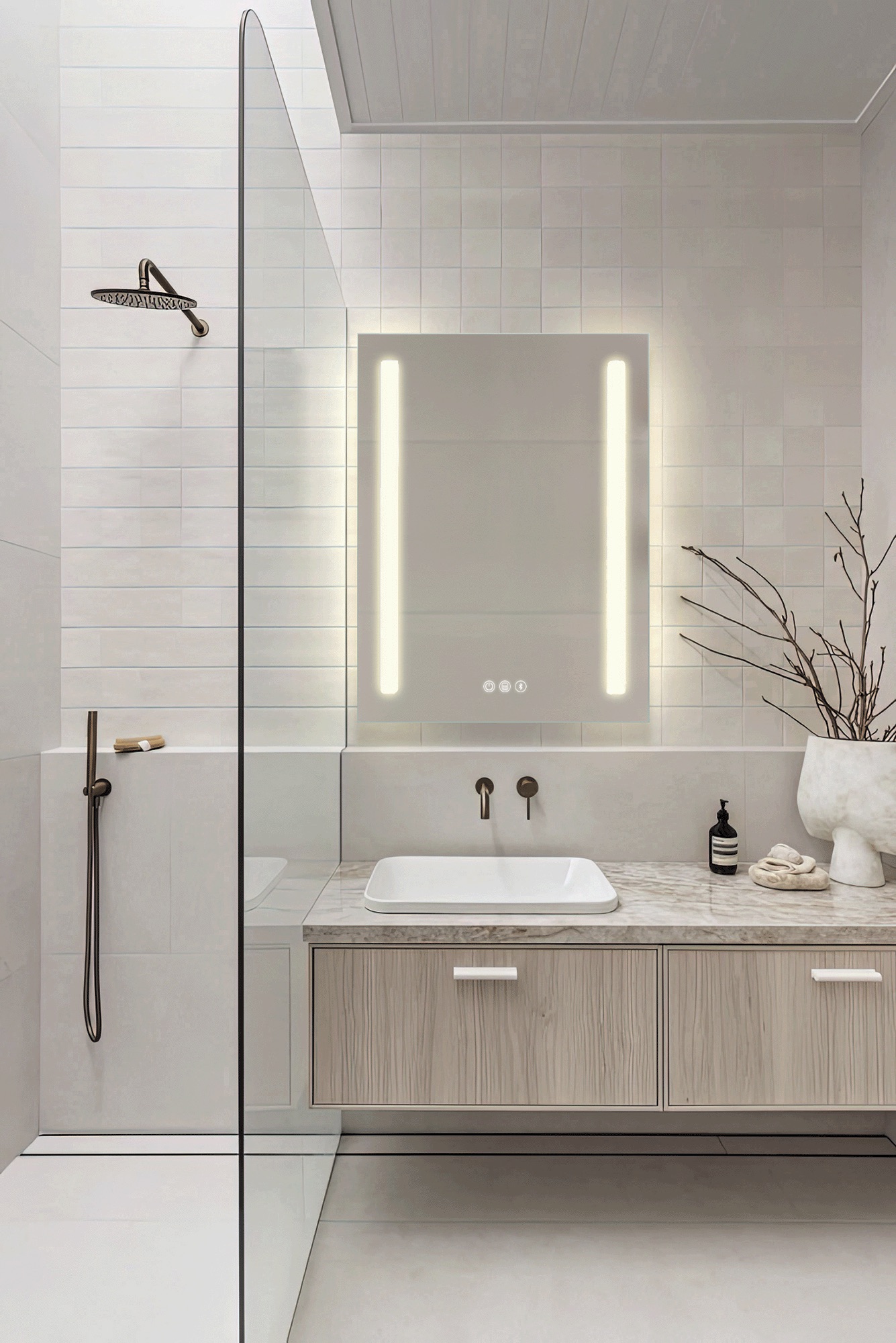 Espejo de baño duplo connect 60x80, app, antivaho y bluetooth