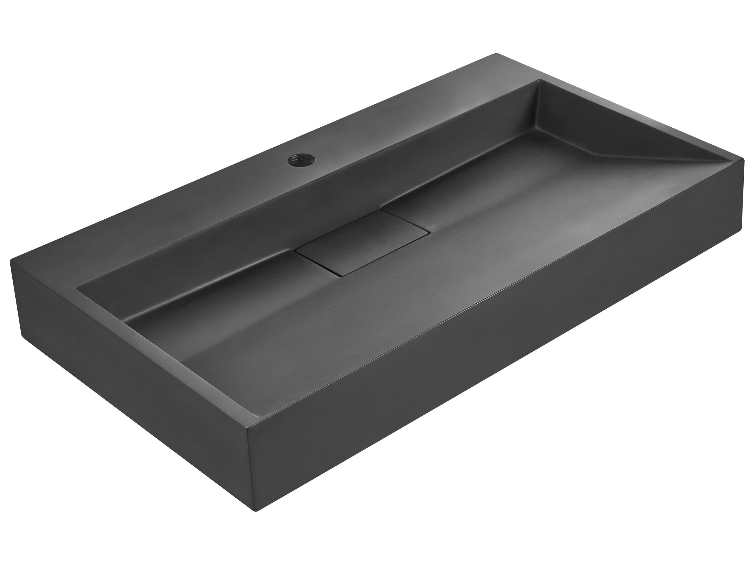 Lavabo suspendido quenko 80 x 46 cm compuesto mineral negro