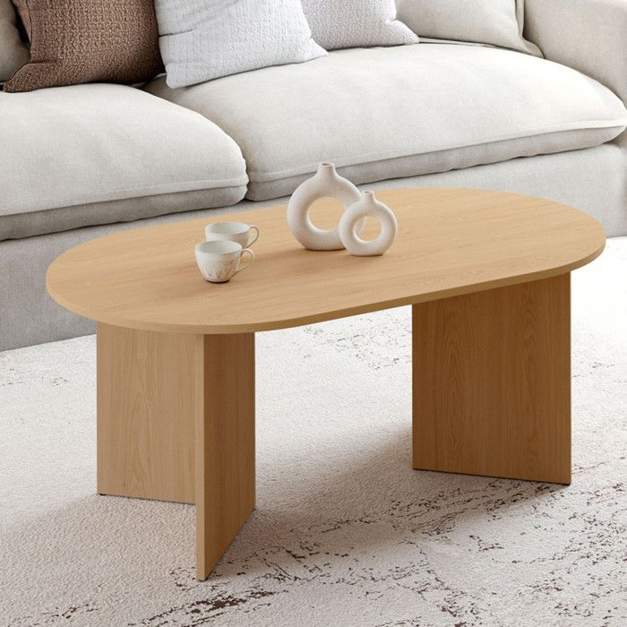 Mesa baja ovalada marthe - color madera - 110 cm x 60 cm x 45 cm