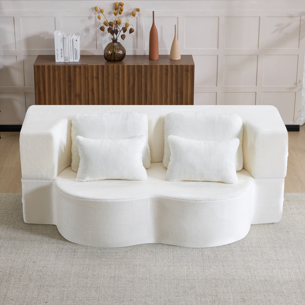 Sofá cama plegable de suelo modular de espuma blanco 2 plazas con cojín