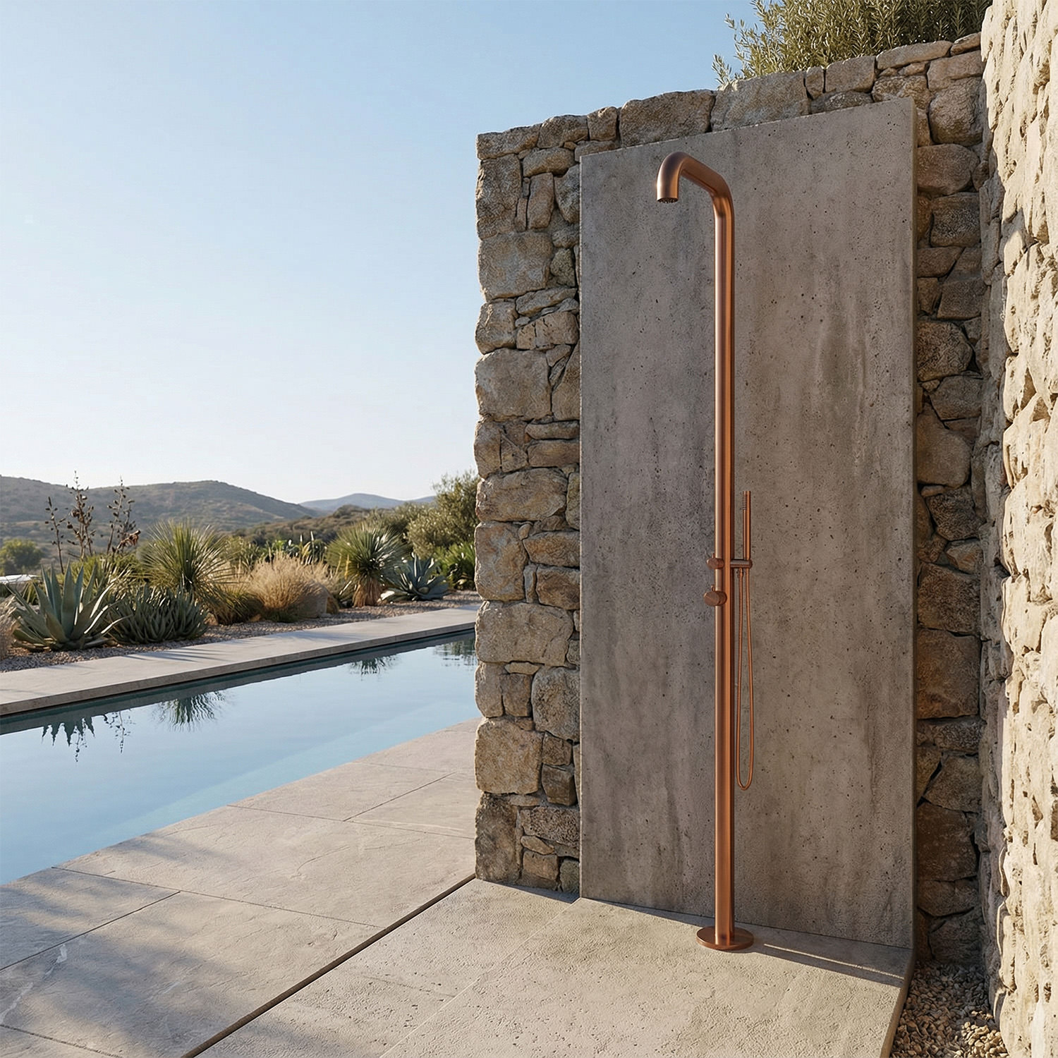 Ducha exterior oro rosa de acero inox 316l