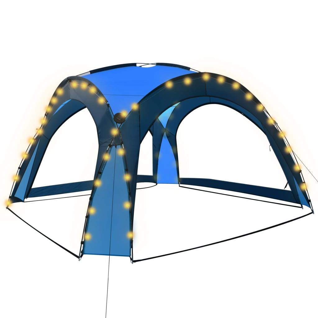 vidaXL carpa de fiesta con LED y 4 paredes laterales azul 3,6x3,6x2,3m