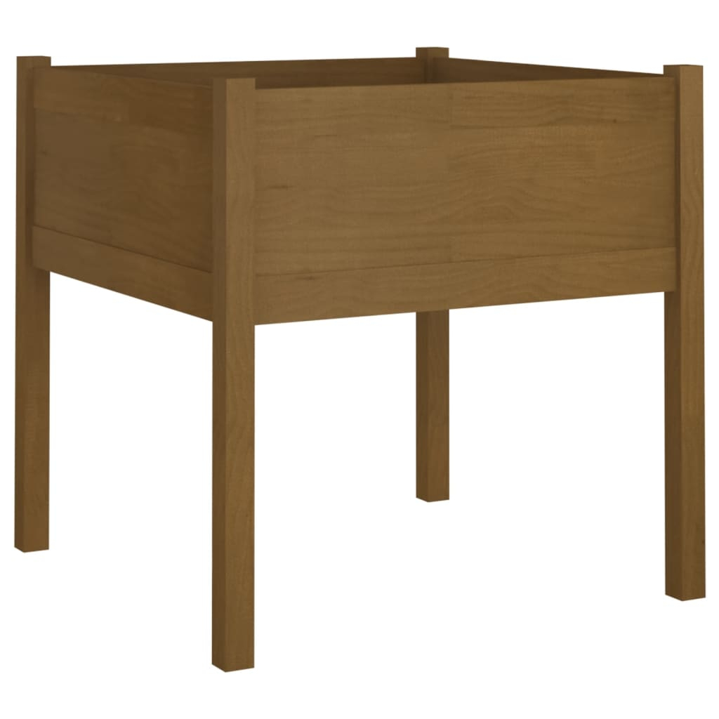 vidaXL jardinera de madera maciza de pino marrón miel 70x70x70 cm