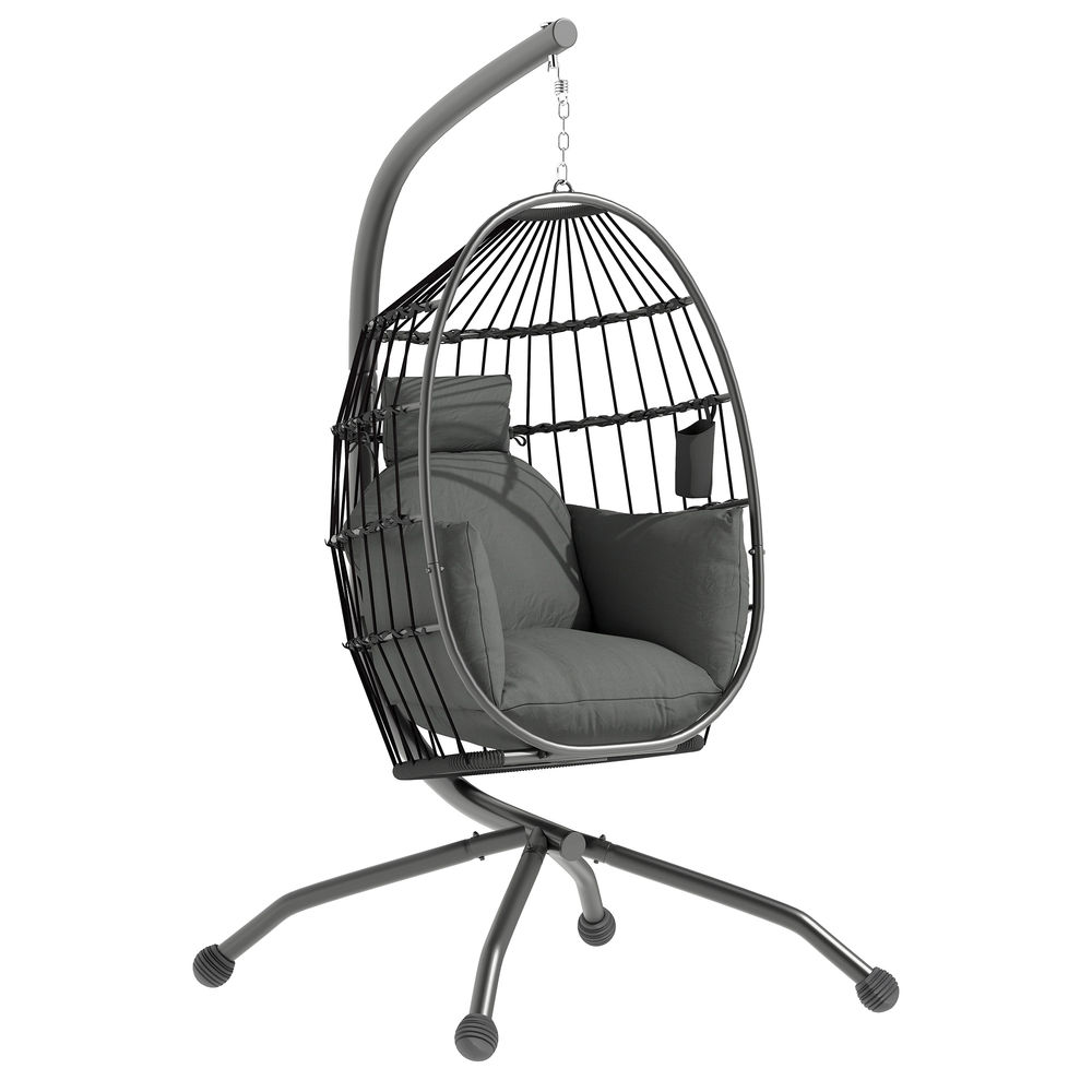Silla colgante huevo 120x88x192 cm acero, poliéster Outsunny