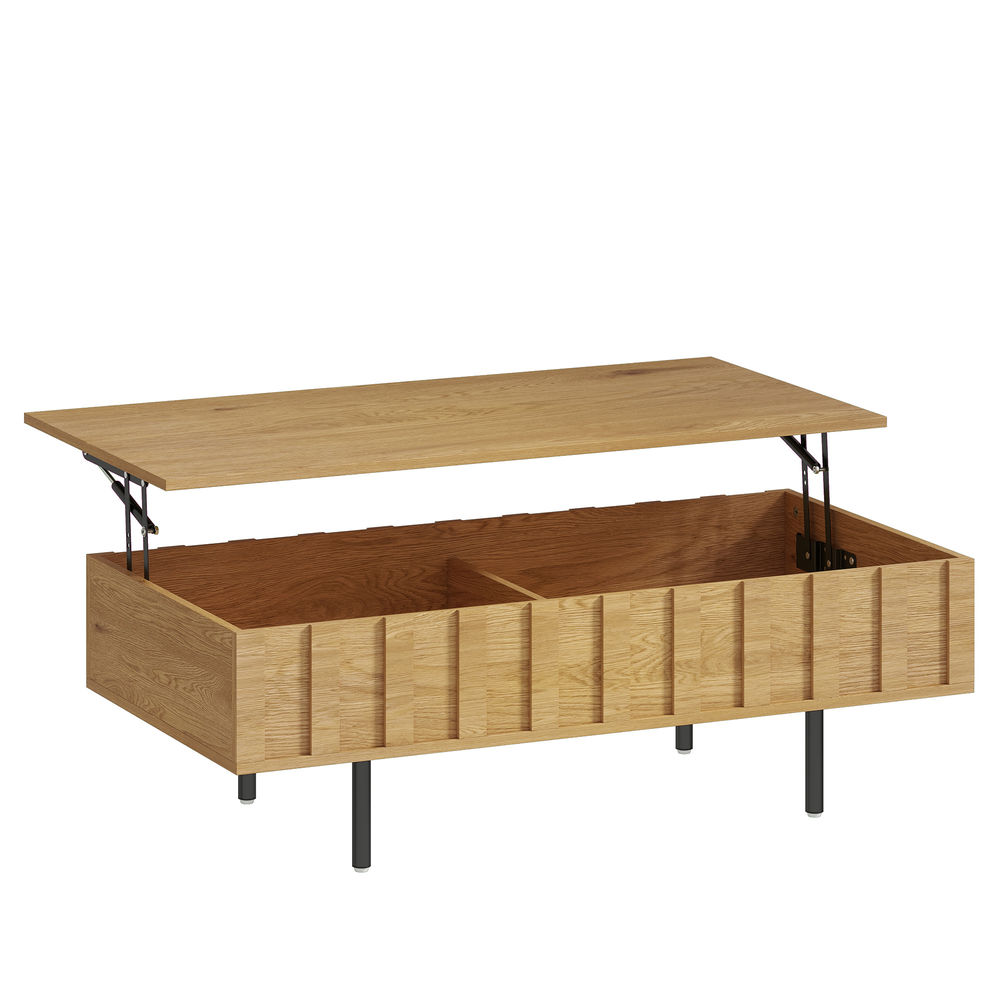 Mesa centro elevable 110x55x36.5 cm mdf, metal color marrón Homcom
