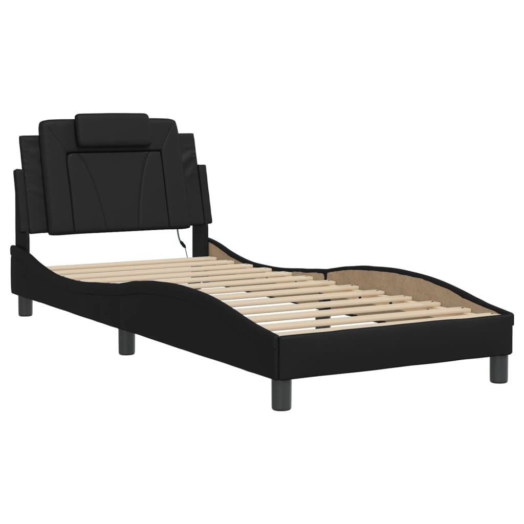vidaXL estructura de cama viana con LED sin colchón negro 90x190 cm