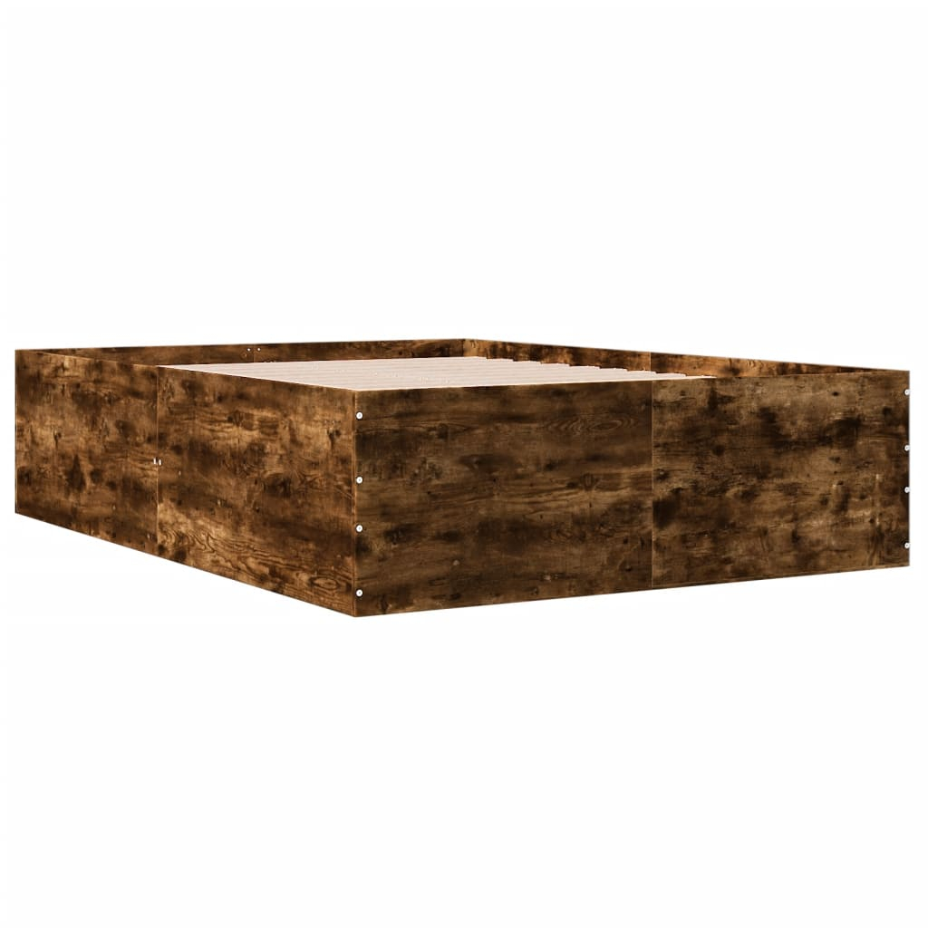 vidaXL estructura de cama madera de ingeniería roble ahumado 135x190cm
