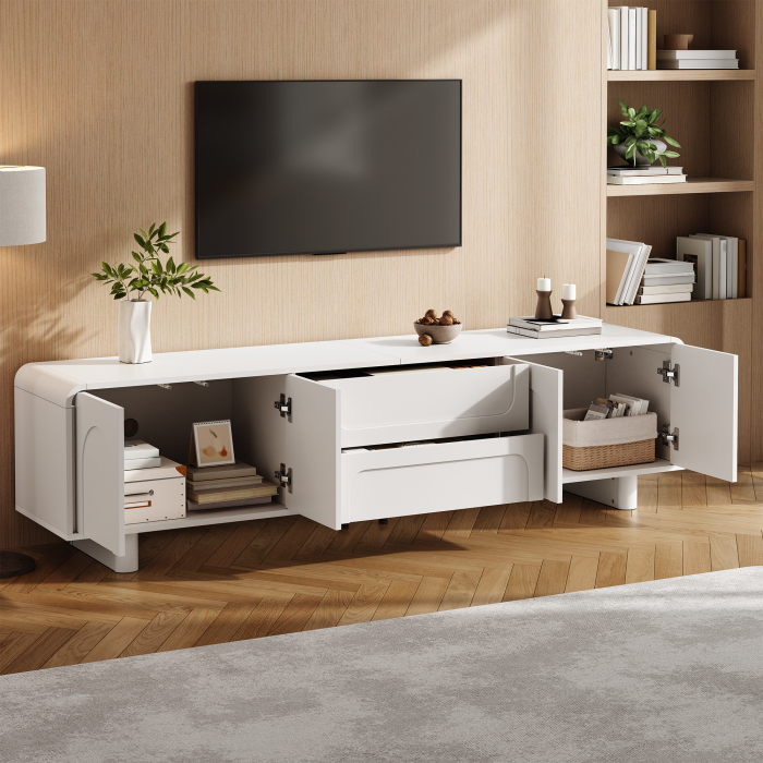 Mueble de tv blanco con 4 puertas y 2 cajones 46x180x40cm