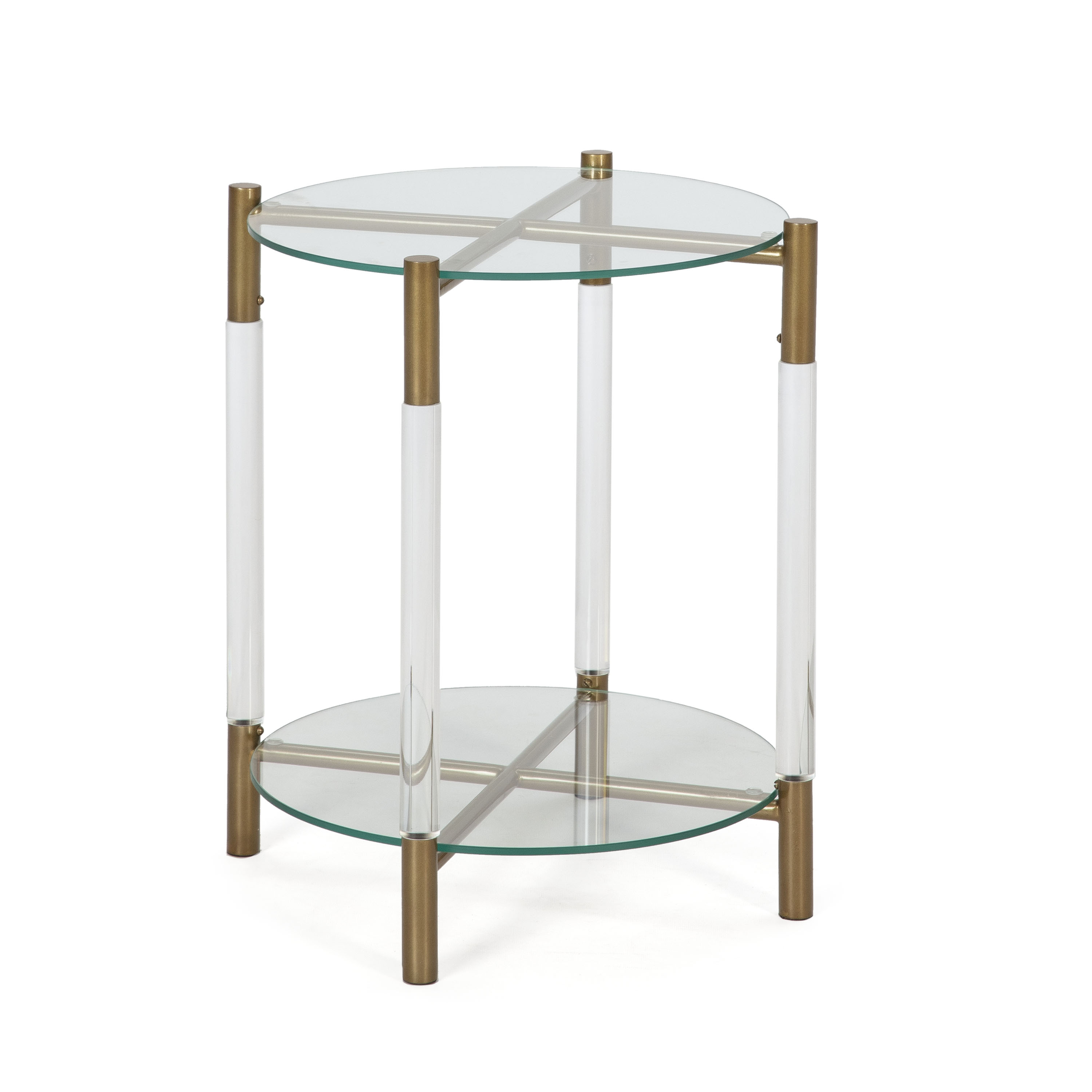 Mesa auxiliar 45x40x52 cristal, acrilico, metal dorado