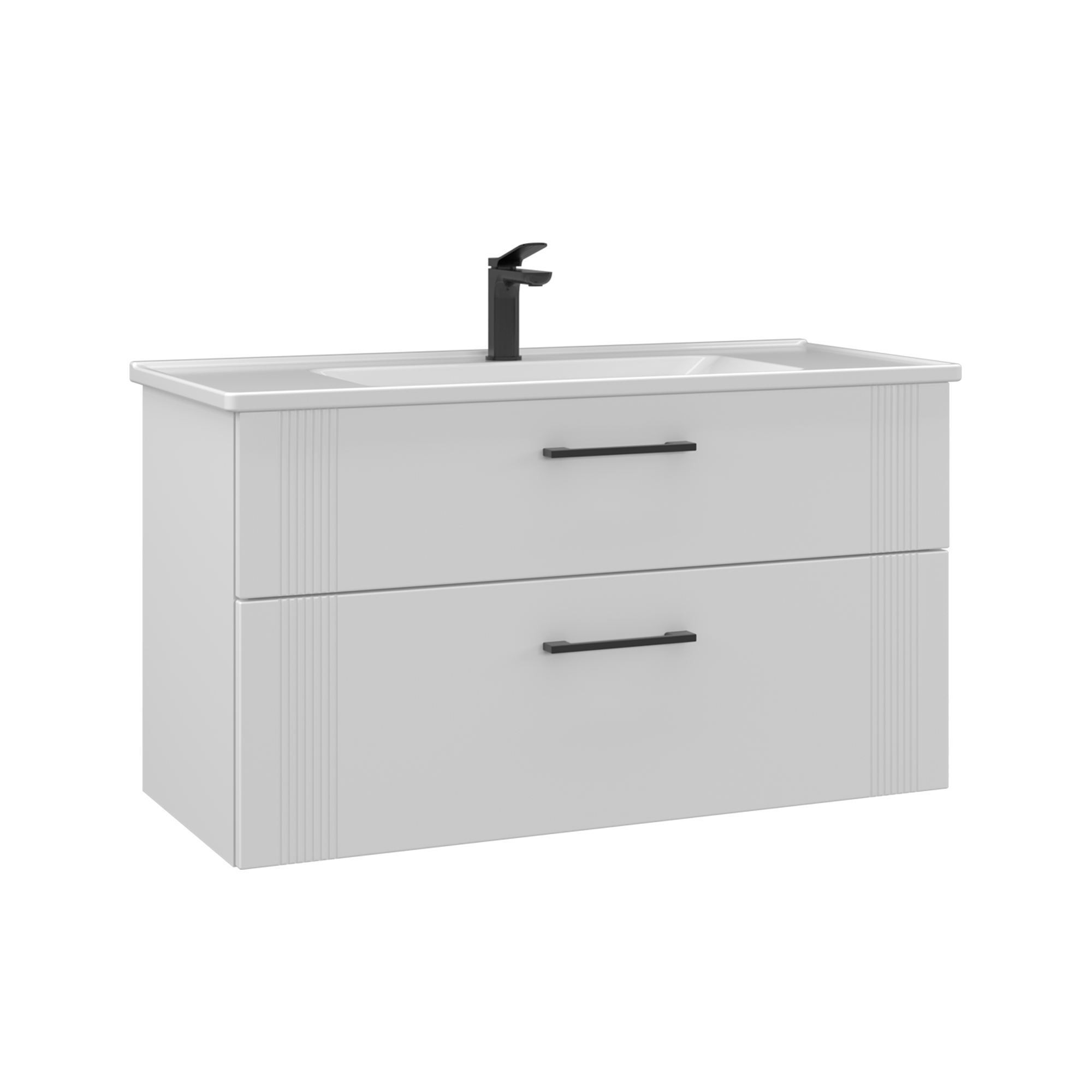 Mueble para lavabo <<bari 100 v2>> - 100 x 45 x 55 cm - blanco mate