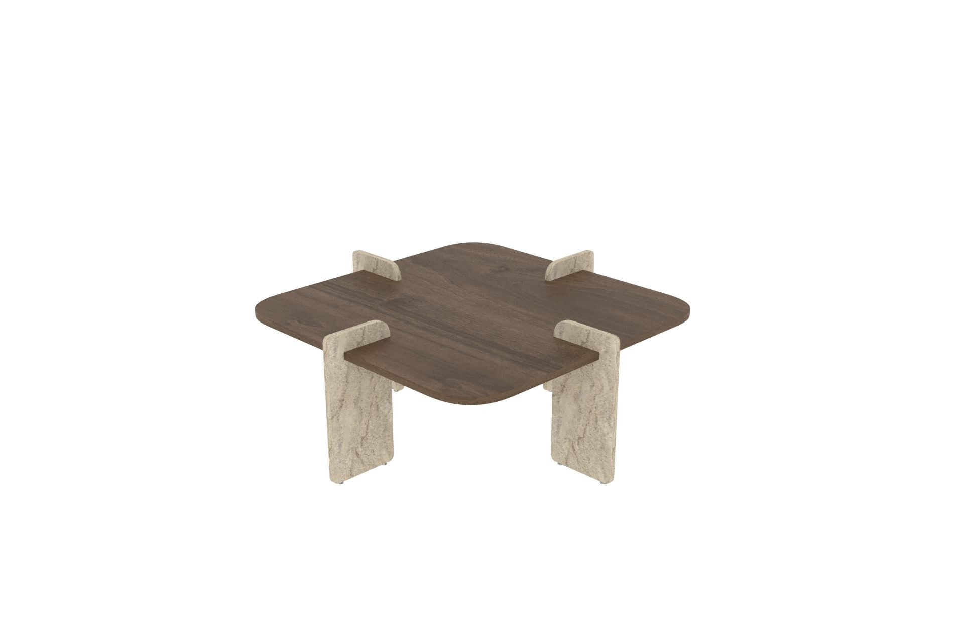 Mesa de centro de madera <<poalla>> - 90 x 90 x 35 cm - marrón