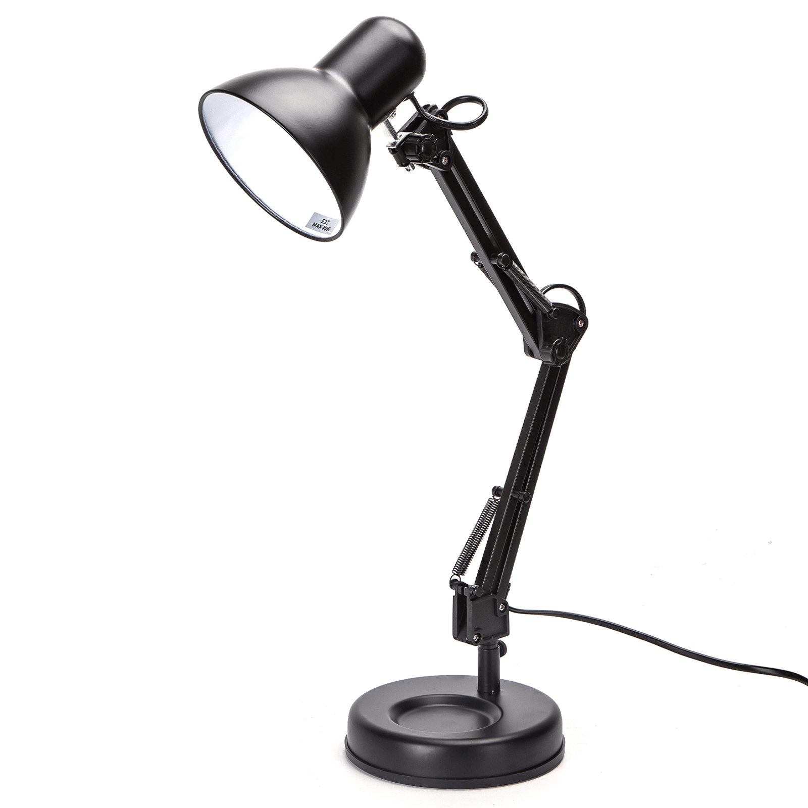 Aigostar lámpara escritorio E27,flexo ajustable con brazo articulado negro