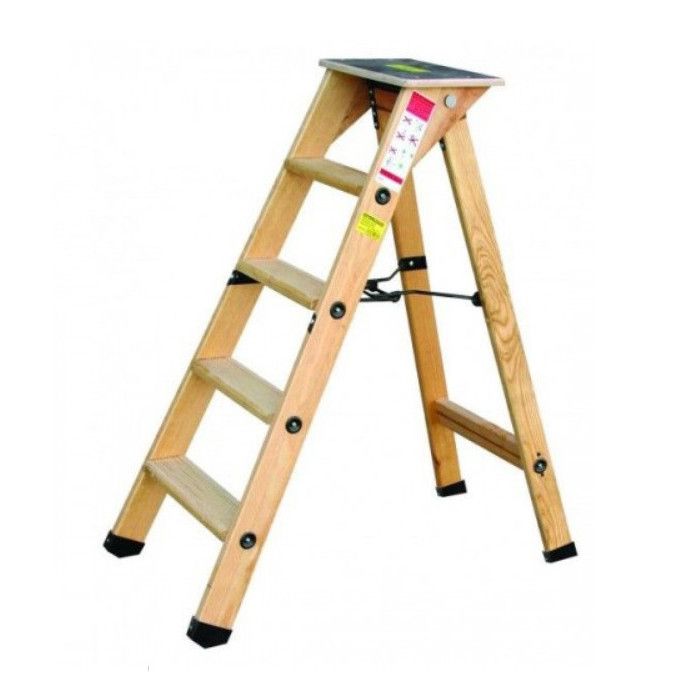 Outifrance - escalera de madera pro 9m+ con estante h:212cm outifrance
