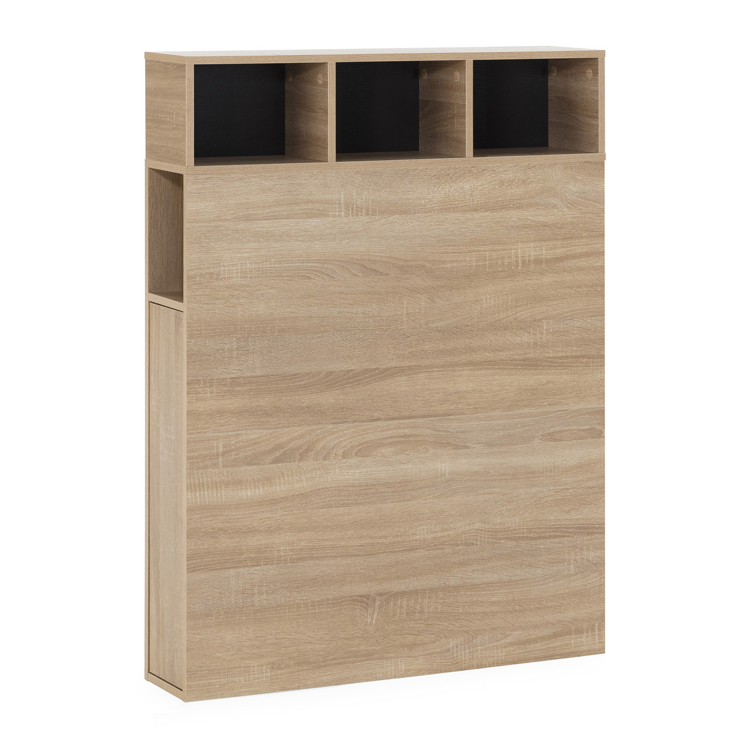 Cabecero de cama zeus 95 cm con almacenaje roble, 2 puertas 9 huecos