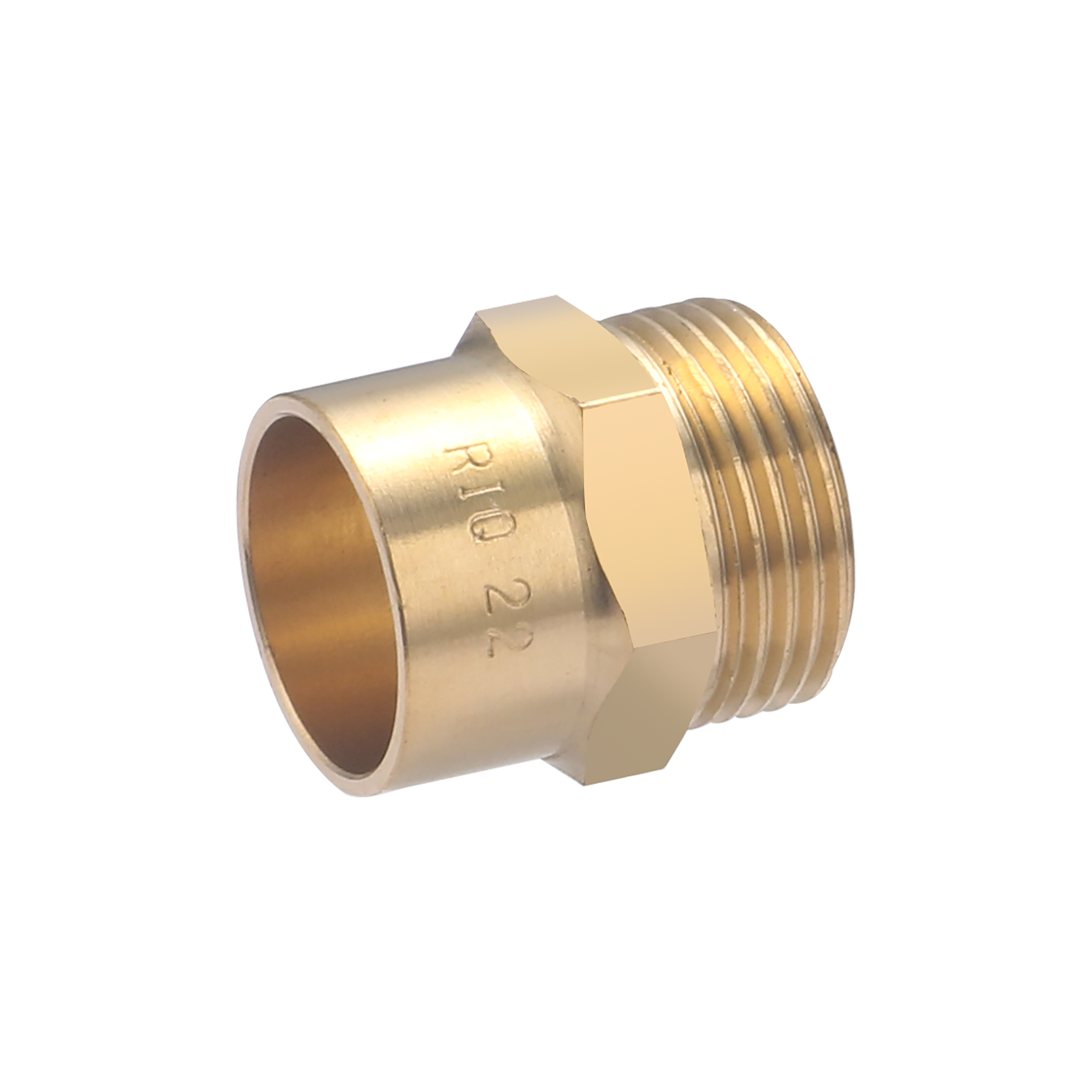Conector de latón para soldar de ø22 - macho roscado 3/4