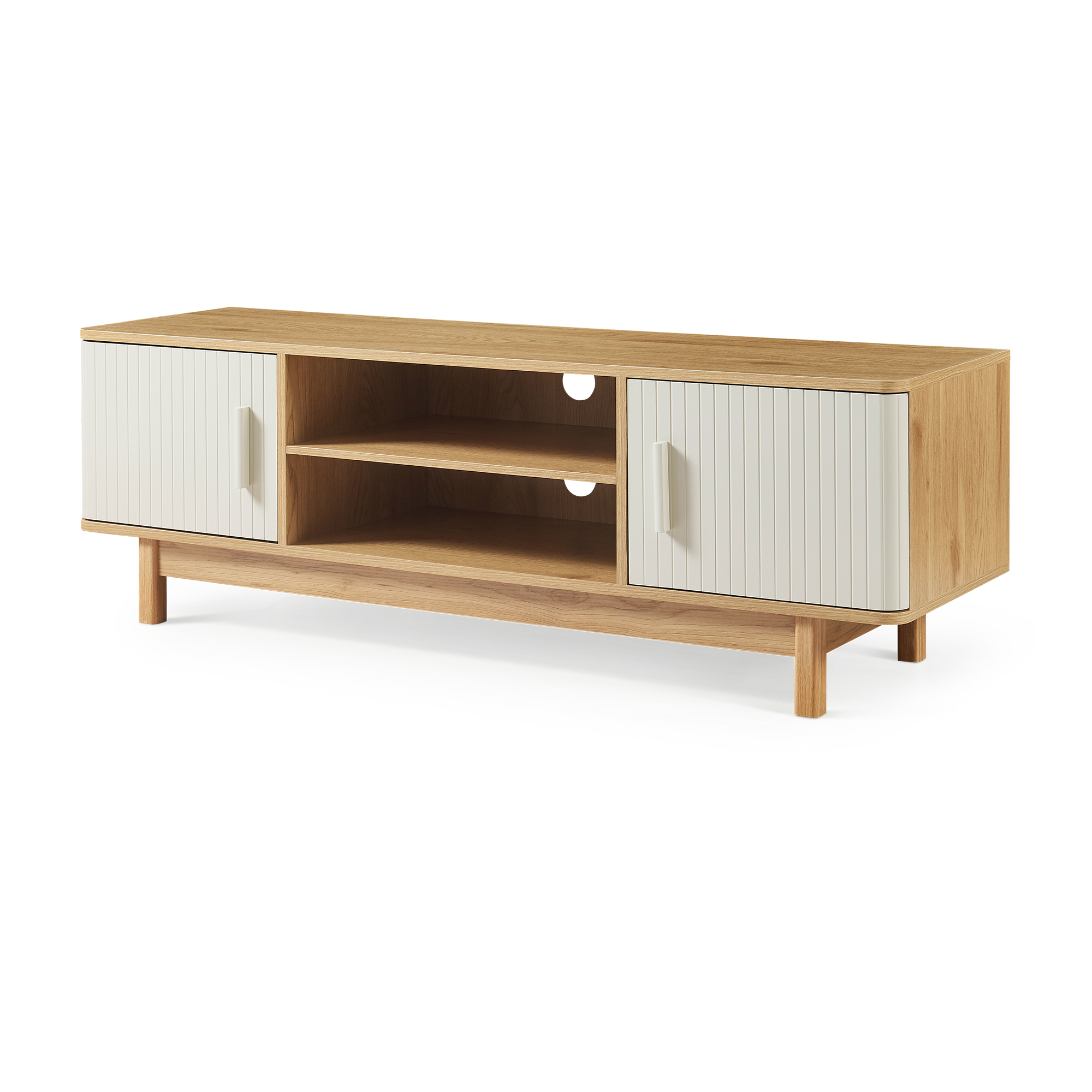 Mueble de tv ferrersp 2 puertas 140x40x45cm - roble/arena [en.casa]