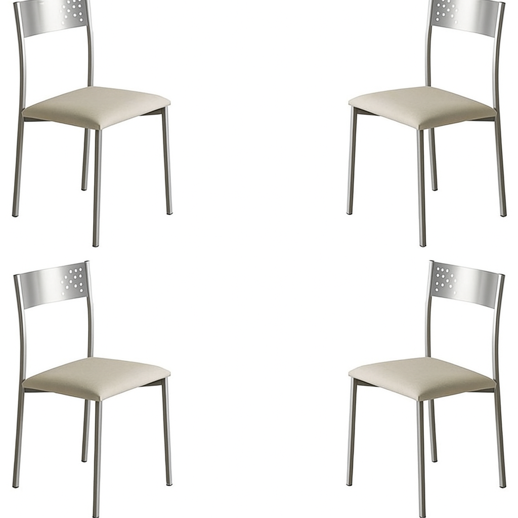Momma Home set de 4 sillas de cocina tabarca en polipiel beige
