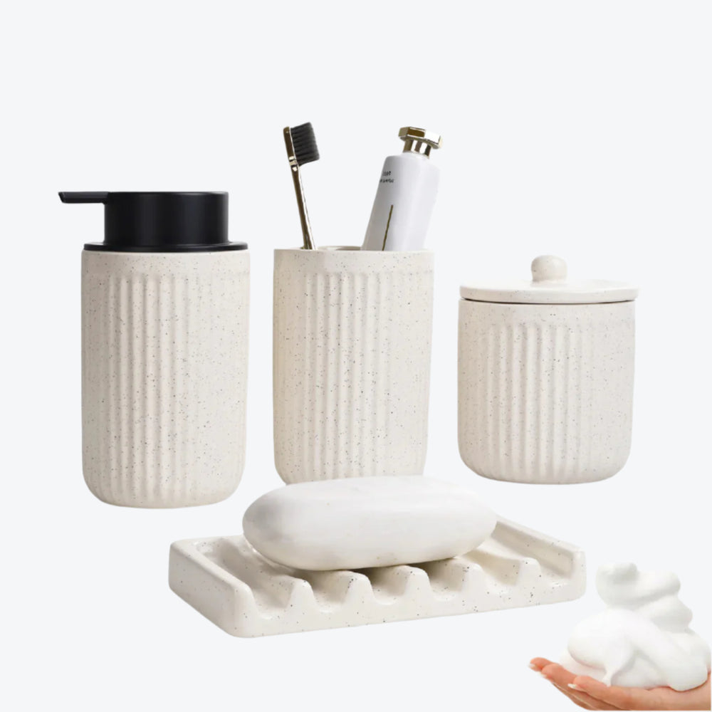 Bosilunlife juego de baño 4 piezas pockmark en cerámica reciclada eco-clay