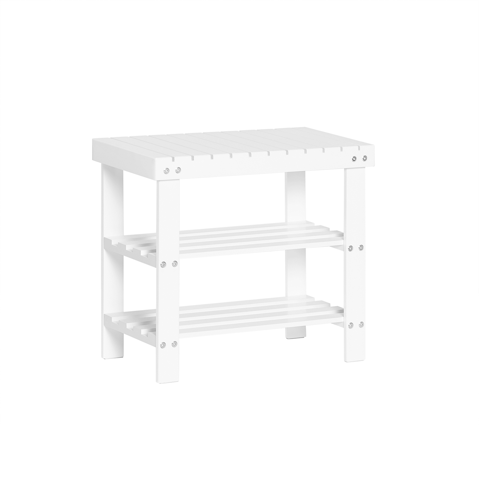 Estantería zapatera de bambú blanco 50x29x46 cm