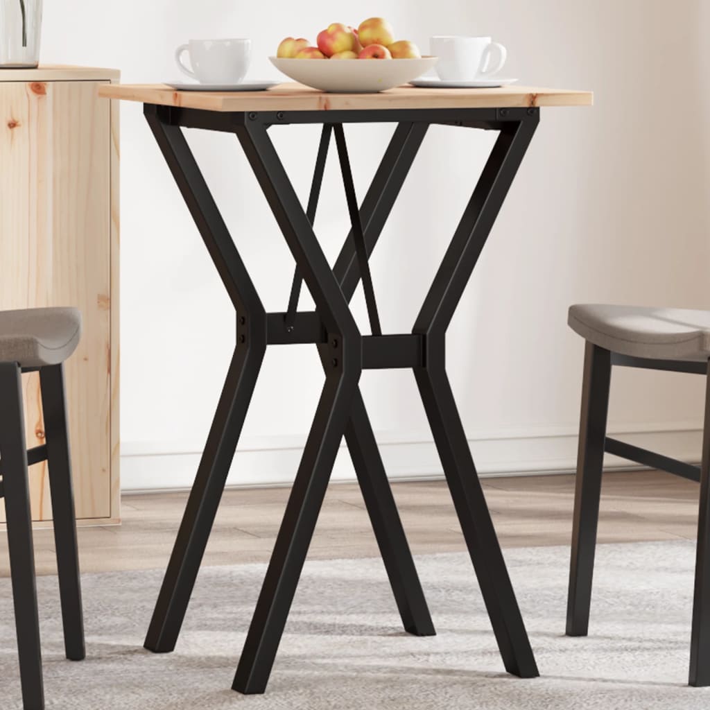 Mesa de comedor marco y madera maciza pino y acero 50x50x75 cm oif710860
